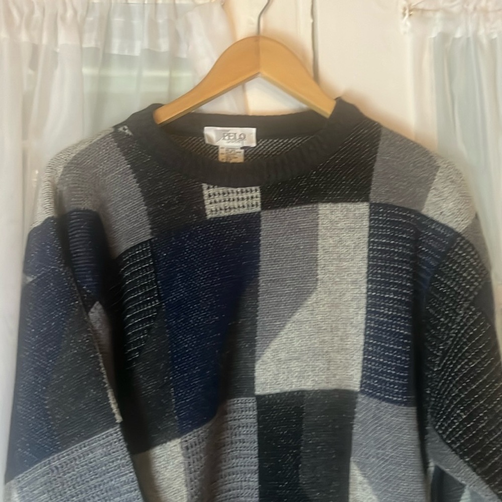 Vintage Pelo Geometric Wool Blend Grandpa Sweater Men’s Size 52 Multi Color